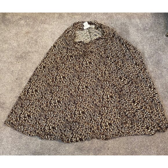Worthington Womens Stretch Leopard Print Cowl Neck Poncho 1X - Picture 4 of 6